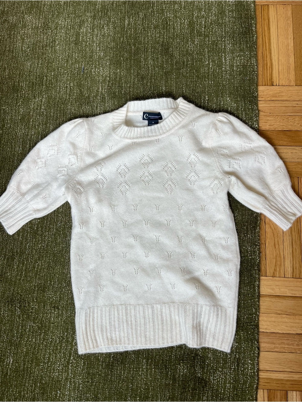 Cream Cashmere Short Sleeve Puff Sleeve Sweater